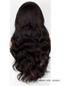 長款小波浪人造假髮附髮帶 - 黑色 - 查看 2