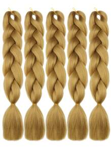 Paquete de 3 trenzas grandes de 24 pulgadas aptas para mujeres y niños para uso diario, vacaciones, cosplay, Navidad, Año Nuevo, carnavales, festivales de música. Extensiones de cabello sintético trenzado de color rosa rojo de moda, útiles y hechos con precisión, resistentes al calor, para Halloween y Navidad. - Marrón - Ver 3