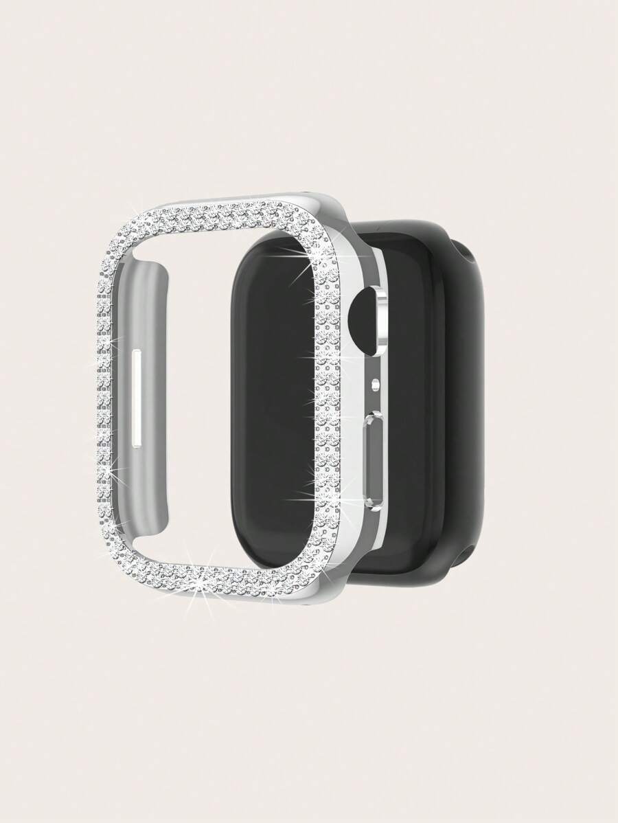 Funda compatible con Apple Watch con diseño de diamante de imitación - Plateado - Ver 1