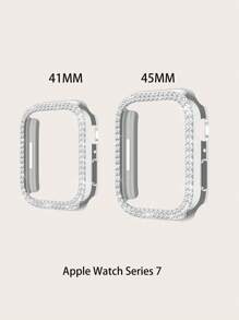 Funda compatible con Apple Watch con diseño de diamante de imitación - Plateado - Ver 3