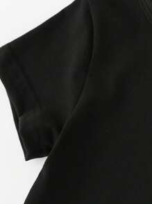 SHEIN 件女童可愛卡通人物圖案圓領短袖 T 卹 - 黑色 - 查看 6