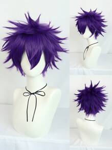 Cosplay Short Straight Synthetic Wig With Bangs - Purple - View 1