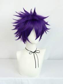 Cosplay Short Straight Synthetic Wig With Bangs - Purple - View 3
