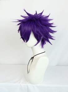 Cosplay Short Straight Synthetic Wig With Bangs - Purple - View 4