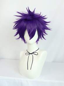 Cosplay Short Straight Synthetic Wig With Bangs - Purple - View 5