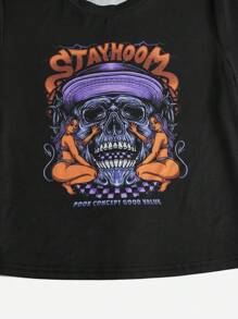 Stayhoom Project Skull Print Tee & Plaid Shorts PJ Set - Multicolor - View 4