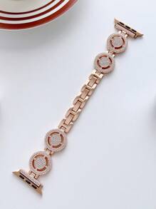 Rhinestone Decor Aluminum Alloy Watchband Compatible With Apple Watch - Rose Gold - View 1