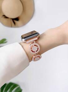 Rhinestone Decor Aluminum Alloy Watchband Compatible With Apple Watch - Rose Gold - View 4