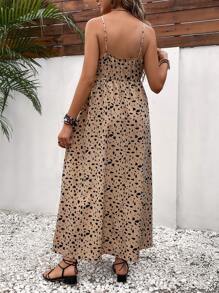 SHEIN Maternity Allover Print Cami Dress - Khaki - View 2