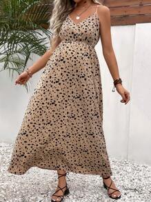 SHEIN Maternity Allover Print Cami Dress - Khaki - View 3