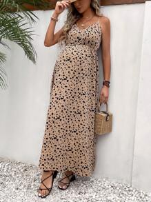 SHEIN Maternity Allover Print Cami Dress - Khaki - View 5