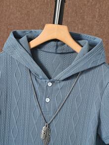 SHEIN Boys Letter Patched Detail Hooded Tee & Pants Set - Dusty Blue - View 5