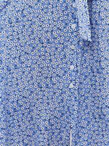 SHEIN LUNE 碎花蝙蝠袖腰帶襯衫洋裝