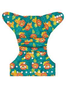 Bebé 1 pieza Pañal de tela con dibujos animados con estampado de león - Multicolor - Ver 2