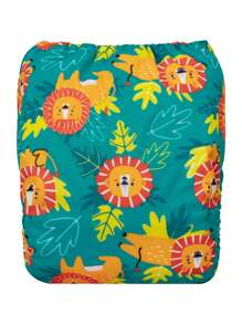 Bebé 1 pieza Pañal de tela con dibujos animados con estampado de león - Multicolor - Ver 4