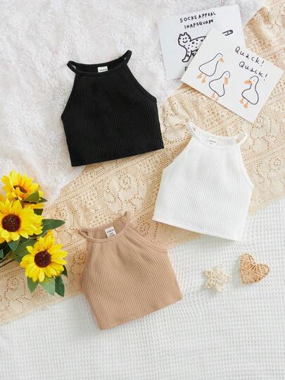 Baby Girl Casual Vacation Beach Colorful Sleeveless Top, Suitable For Summer