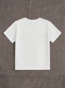 SHEIN 男孩卡通圖案T恤 - 白色 - 查看 2