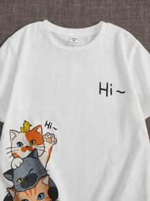 SHEIN 男孩卡通圖案T恤 - 白色 - 查看 3