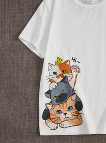 SHEIN 男孩卡通圖案T恤 - 白色 - 查看 4