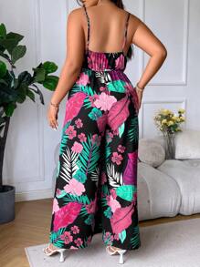 Breezaya Tuta lunga con stampa tropicale a gamba larga, stile boho, per l'estate