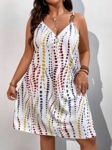 SHEIN LUNE Đầm Plus Size Nhẫn Dây kéo Tất cả trên in Giải trí - Nhiều màu - Xem 6