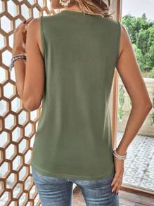 SHEIN LUNE Top tank con estampado de americana - Verde militar - Ver 2