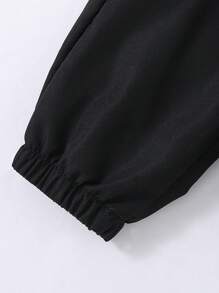 SHEIN Tween Girl Solid Tank Top & Buckle Tape Cargo Pants - Multicolor - View 3