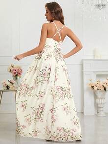 Vestido de dama de honor de tirantes con estampado floral - Multicolor - Ver 2