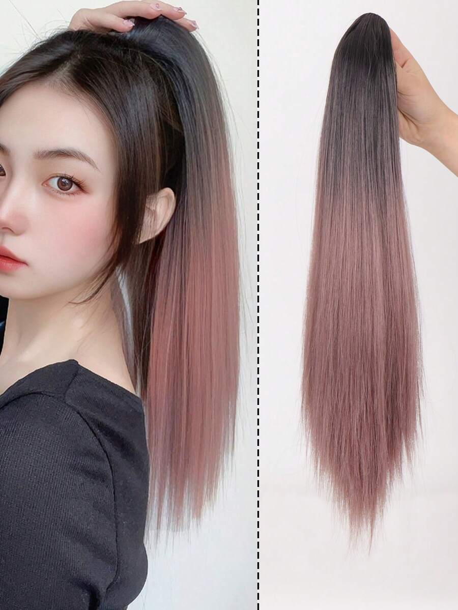 20inch Highlight Straight Ponytail Extension With Small Claw Clip - Multicolor - View 1