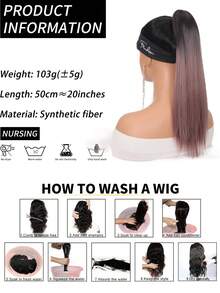 20inch Highlight Straight Ponytail Extension With Small Claw Clip - Multicolor - View 6
