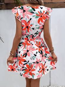 SHEIN VCAY Vestido con estampado floral ribete con fruncido - Multicolor - Ver 2