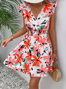 SHEIN VCAY Vestido con estampado floral ribete con fruncido - Multicolor - Ver 6