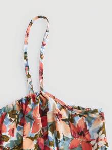 SHEIN MOD Váy hai dây buộc phía trước họa tiết hoa Plus, mùa hè - Nhiều màu - Xem 3
