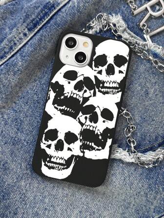 Halloween Skräck Män Kvinnor Rolig 1st Färgglad Målad Skalle Design Tryckt Mobiltelefon Mjukt fodral Kompatibel med IPhone/Samsung