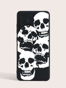 万圣节恐怖男女趣味彩色骷髅头图案手机软壳，国际版，非国内版 - 黑與白 - 查看 5