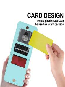 可折疊素色PU皮革手機殼帶帶 - 綠色 - 查看 8