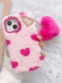 Funda para móvil felpa con estampado de corazón - Multicolor - Ver 4