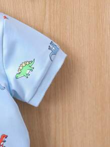 男嬰恐龍印花POLO衫 - 藍色 - 查看 3