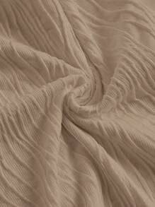 SHEIN EZwear 素色木耳邊短款T恤 - 卡其色 - 查看 3