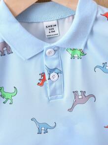 男嬰恐龍印花POLO衫 - 藍色 - 查看 6
