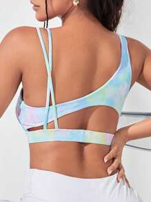 Yoga Trendy Áo lót thể thao Nữ Bất đối xứng Cà vạt nhuộm - Nhiều màu - Xem 2