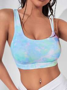Yoga Trendy Áo lót thể thao Nữ Bất đối xứng Cà vạt nhuộm - Nhiều màu - Xem 1
