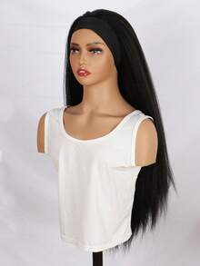 Tóc giả tổng hợp thẳng dài Yaki có băng đô - màu đen - Xem 3