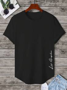 Manfinity Homme Men Letter Graphic Tee - Black - View 2