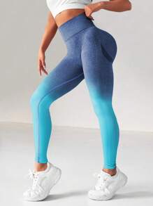 Yoga Trendy Quần Leggings Thể thao Nữ Ombre - Màu xanh lam - Xem 4
