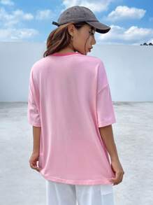 SHEIN EZwear Colorblock Drop Shoulder Tee - Multicolor - View 4
