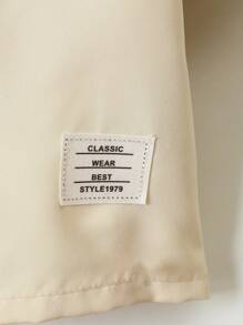 嬰兒男童夏季短袖T恤，字母印花和貼片細節設計，休閒風格 - 杏色 - 查看 4