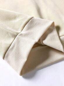 Manfinity Homme 男性寬鬆版型字樣和花卉印花保暖衫,內層加厚 - 杏色 - 查看 6