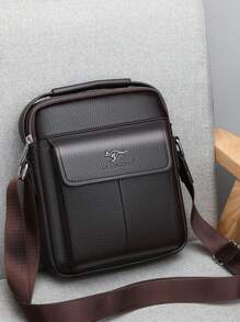 Bolso bandolera para estudiantes de secundaria, bolso de hombro de PU para estudiantes universitarios, bolso informal unisex - Café integral - Ver 1