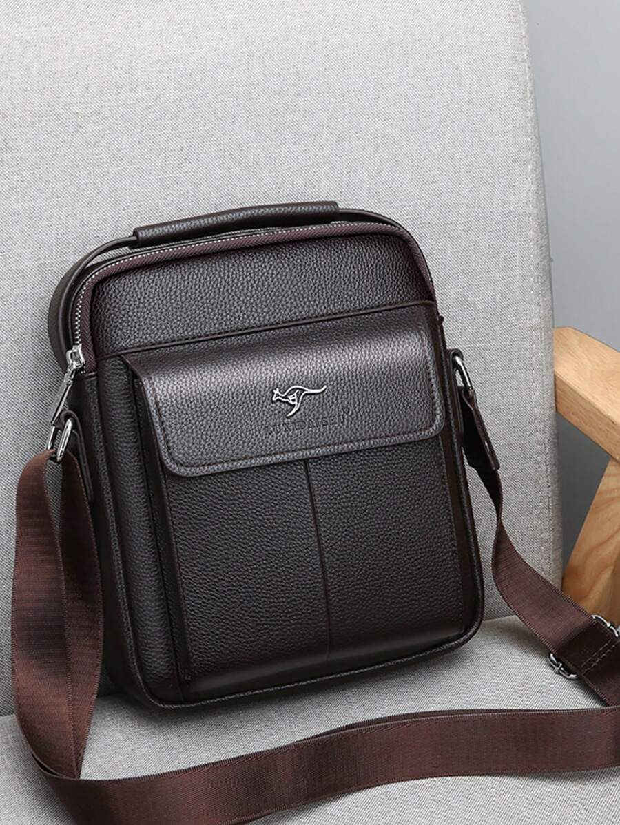 Bolso bandolera para estudiantes de secundaria, bolso de hombro de PU para estudiantes universitarios, bolso informal unisex - Café integral - Ver 1